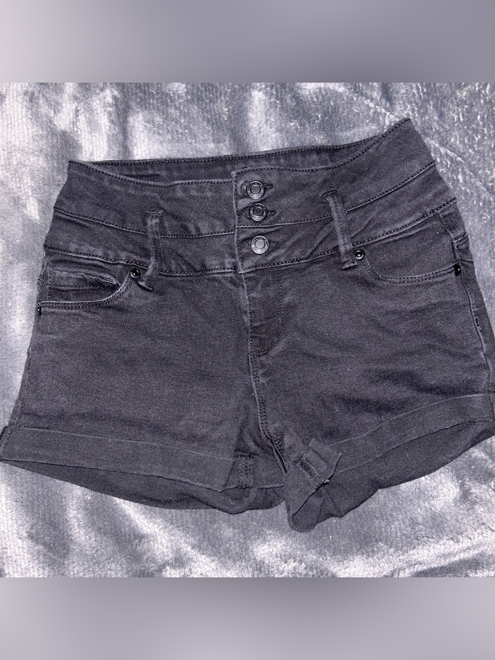 Bluenotes Black High-Waist Triple-Button Women's Shorts